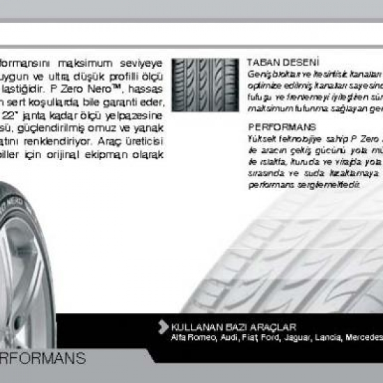 Pirelli Oto Lastikleri Ürün Kataloğu